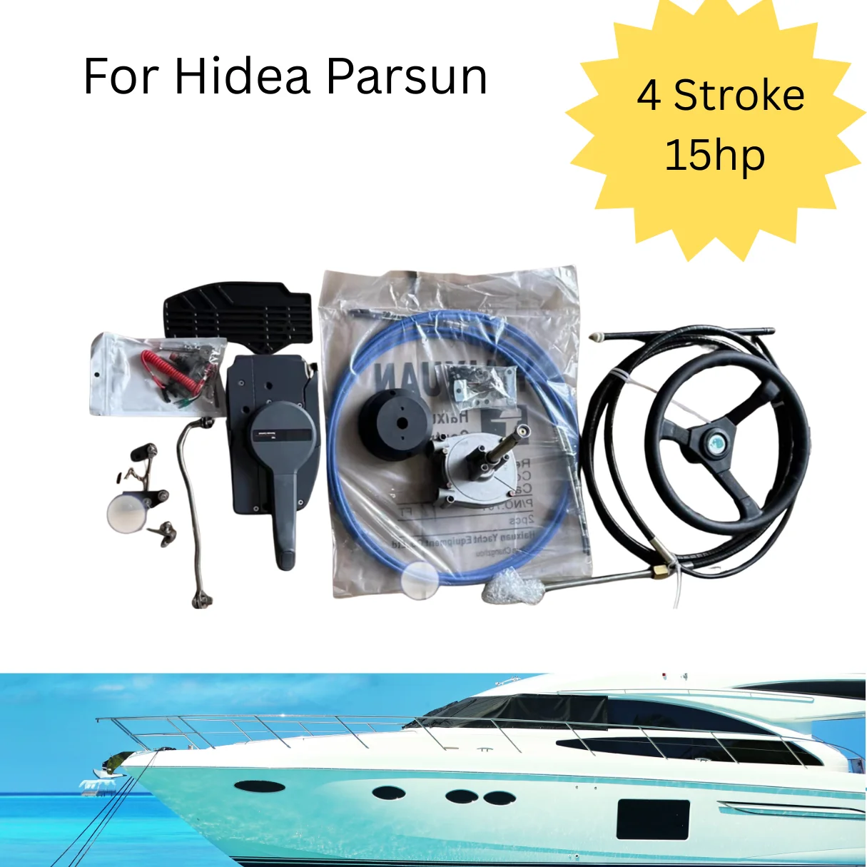

Remote Control Box Throttle Cable Boat Steering System Kit for Hidea Parsun 4 Stroke 15HP Outboard Motor Accessories