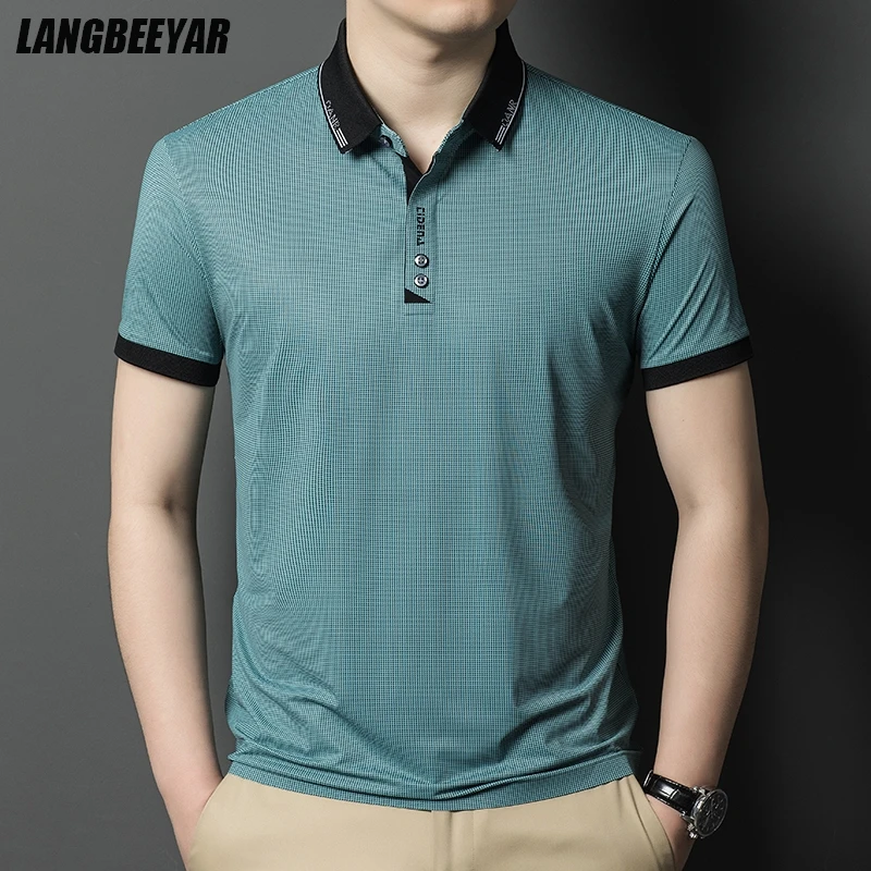 

Top Grade 2025 Luxury New Summer Polo Shirt Stretch Men Brand Neck Short Sleeve Casual Designer Trendy Tops Fashions Men Clothes