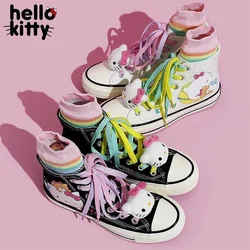 Hello Kitty Canvas Shoe Kids Casual Sneakers Kawaii Women Streetwear Vulcanized Shoes Cartoon Skateboard Shoes Birthday Gifts