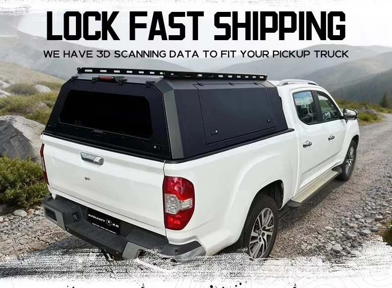 Aluminum One-Piece High Top Pickup Truck Canopy Waterproof 4x4 Hardtop Ute Canopy With Roof Rail Sliding Window