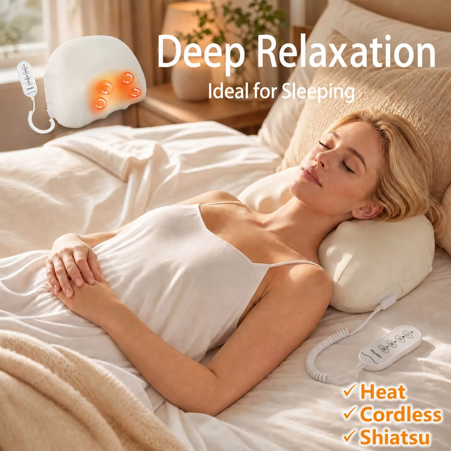USB-powered Memory Foam Neck Massage Pillow with Heat and Shiatsu Massage, Ideal for Pre-sleep Massage, Neck and Shoulder Massager, Made of Durable, Soft, and Comfortable Material