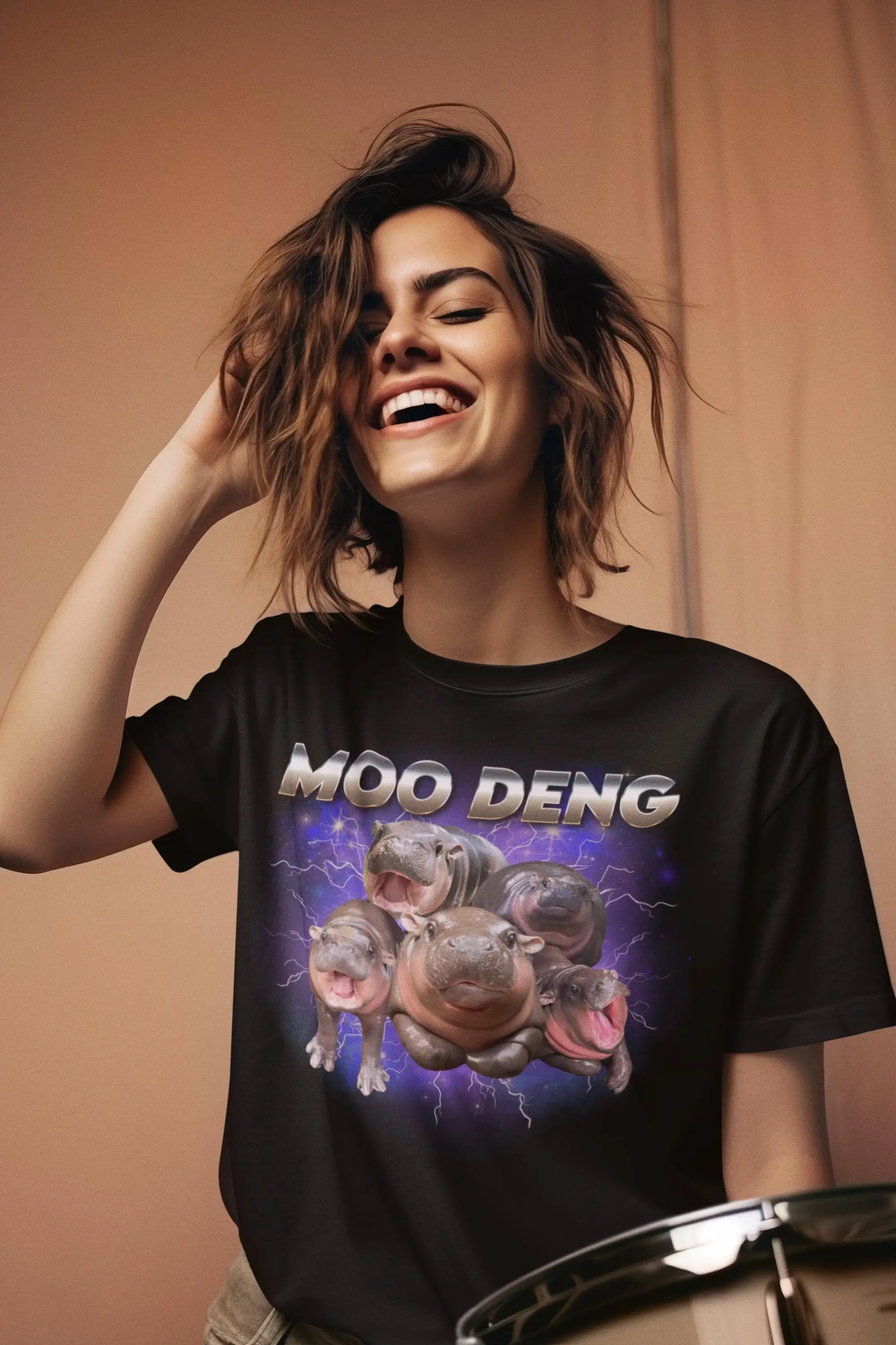 

Забавная футболка Moo Deng с мемами Moodeng, тайский бегемот, бутлег, животное, уродливый ферла, негатимулированный детский бегемот