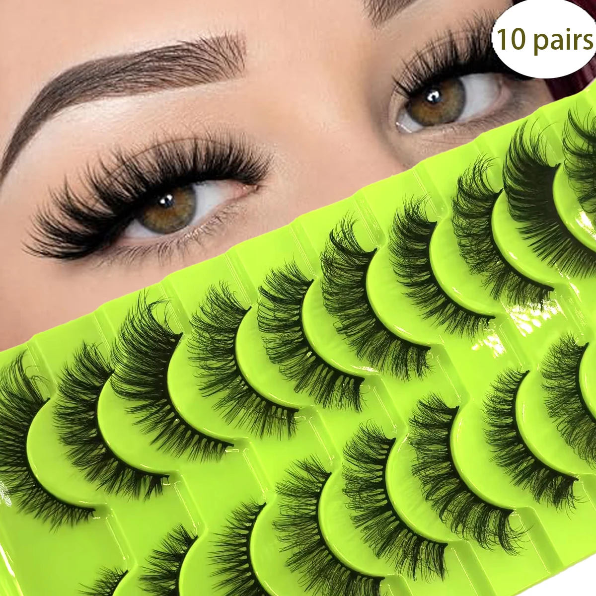 New 10 Pairs Fluffy and Thick Natural Eyelash, Personal Extended False Eyelash Dramatic Messy Faux Mink Fake Lashes Make