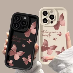 Capa de Silicone Líquida Borboleta para iPhone, Capa Anti-Choque, 11, 15, 12, 13, 14, 16 Pro Max, 7, 8 Plus, XS, X, XR, SE, 2020, 2022