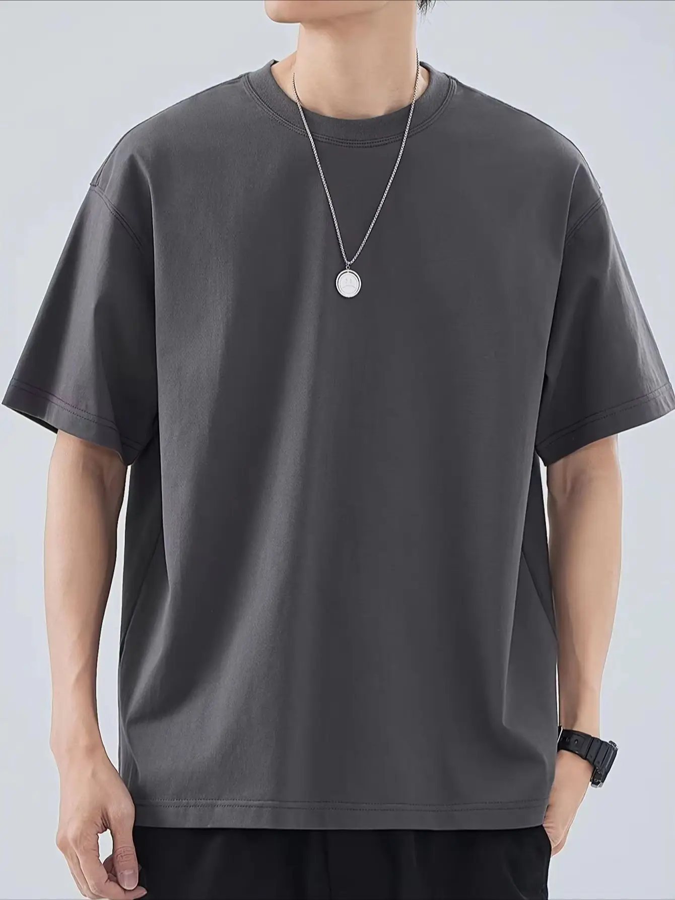 High Quality 100% Cotton T shirts Man 2025 Summer Casual Tees Solid color Couple Oversized t shirts Black White Grey Sports Tops