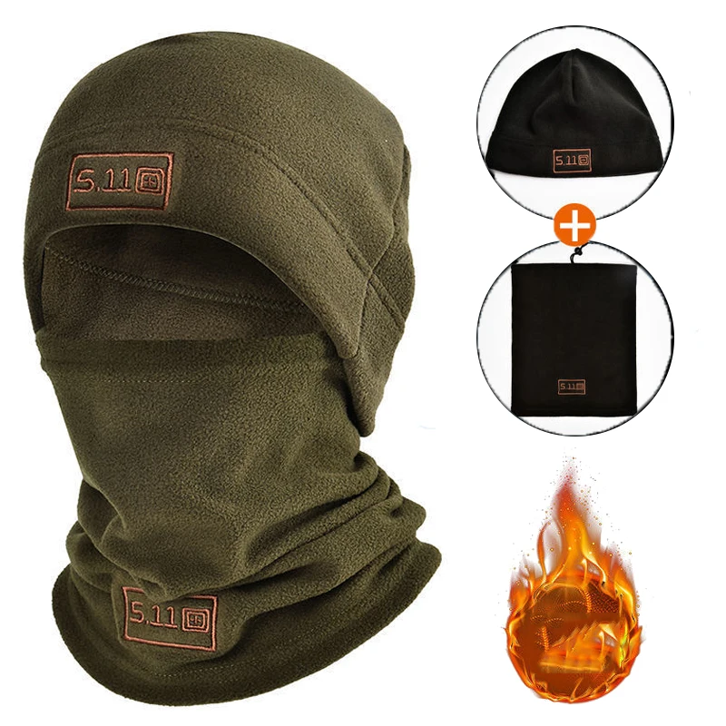 

Winter Warm Fleece Hat&Scarf Set Thermal Head Cover Balaclava Face Mask Tactical Military Sports Cycling Bonnet Neck Protector