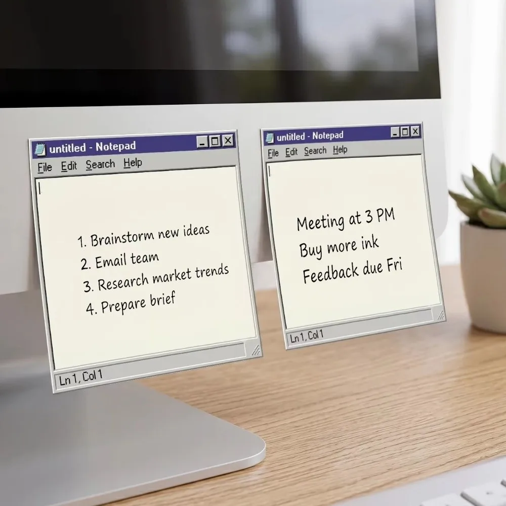 2PCS Self-Adhesive Retro Computer Style Sticky Notes Unique Windows Style Mini Memo Pad Creative Reminder Notes Daily Planner
