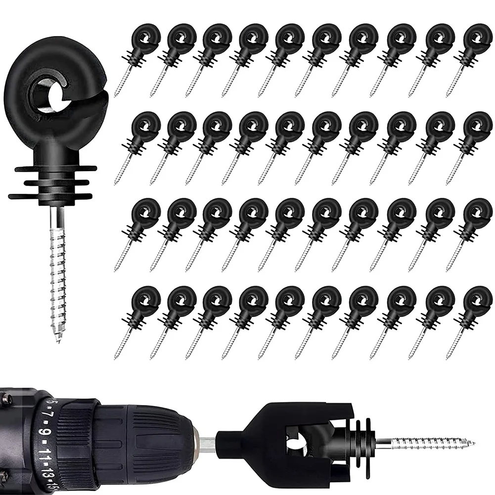 

40Pcs Electric Fence Insulators Screw,Electric Fence Ring Insulator Tape Screw Wood Post Insulators Screw-In,Screw