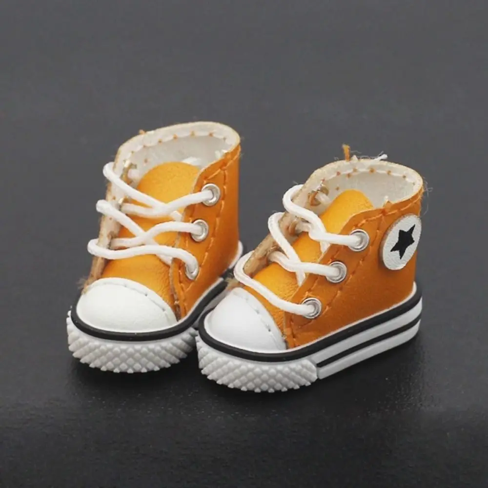 1 Pair Leather Leather Doll Shoes Star Shoelace Doll Canvas Shoes Fashion Casual Dolls Shoes High-top Canvas 1/12 BJD