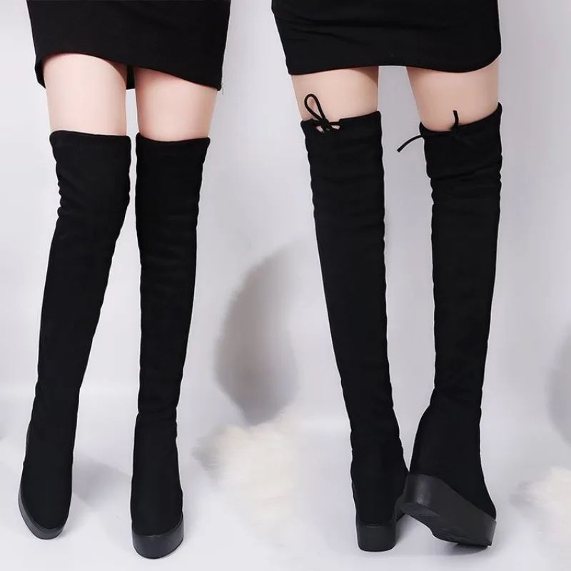 Comemore 2022 Fashion Hidden Heel Woman Long Over-the-knee Boot Women\'s Winter Platform High Socks Boots for Women Shoes Heels