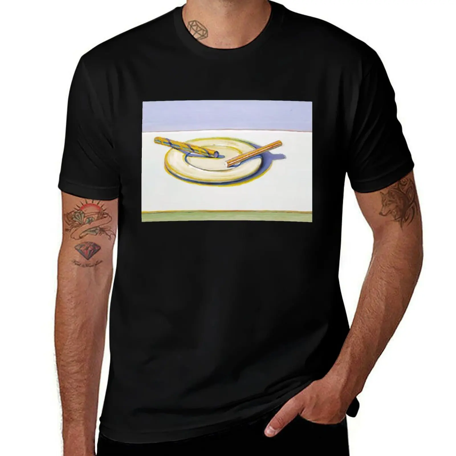 

Wayne Thiebaud - Two Candy Sticks - 2004 T-Shirt T-shirts man cotton man t-shirts oversizeds big and tall t shirts for men