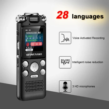 Digital Audio Voice Recorder Pen Mini Lossless Color Screen Active Voice Dictaphone MP3 Player Recording Noise Reduction