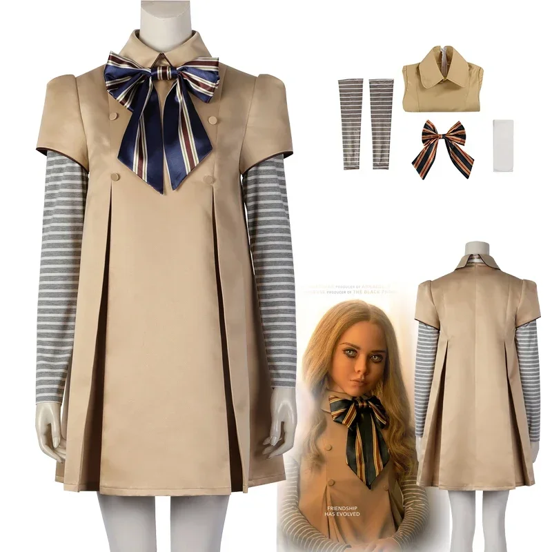 Cosbao Horrorfilme M3GAN Cosplay Kostüm AI Puppe Roboter Kleid Top Socken Schleife M3GAN Komplette Sets Halloween Outfits Kleidung für