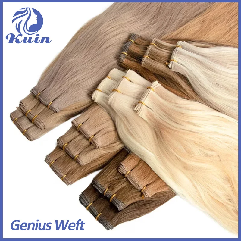 Genius trama reta extensões de cabelo humano, cabelo virgem cru tece pacotes, leve invisível, peruca dupla desenhada, 100g