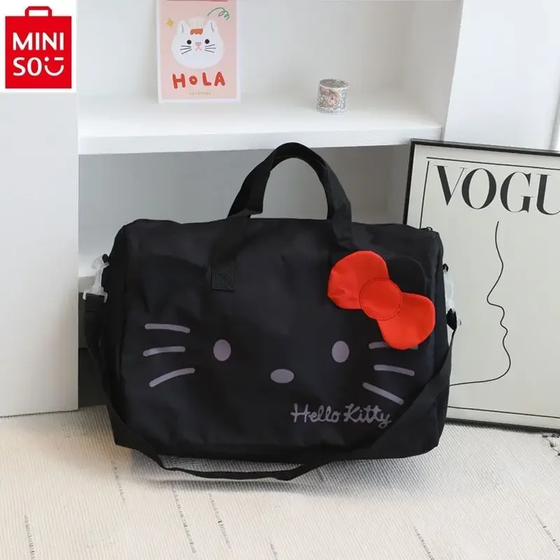 MINISO 2024 New Cartoon Hello Kitty Foldable Luggage Handheld Leisure Large Capacity Travel Cute Storage Bag