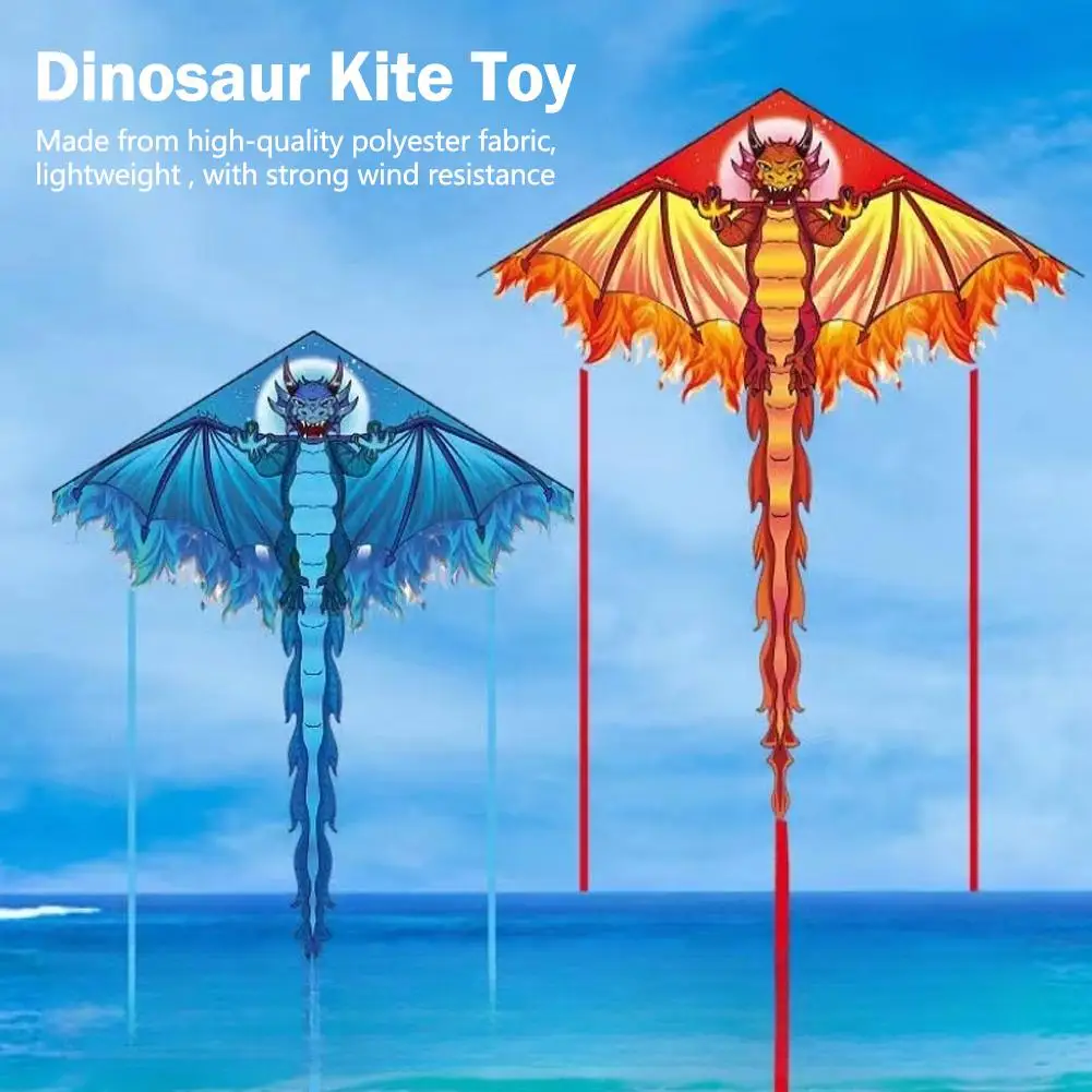 HUA 1 Piece 1.4M Large Dragon Kite For Kids And Adults Huge Pterosaur Kite With Tail Easy To Fly Kites Outdoor Toy