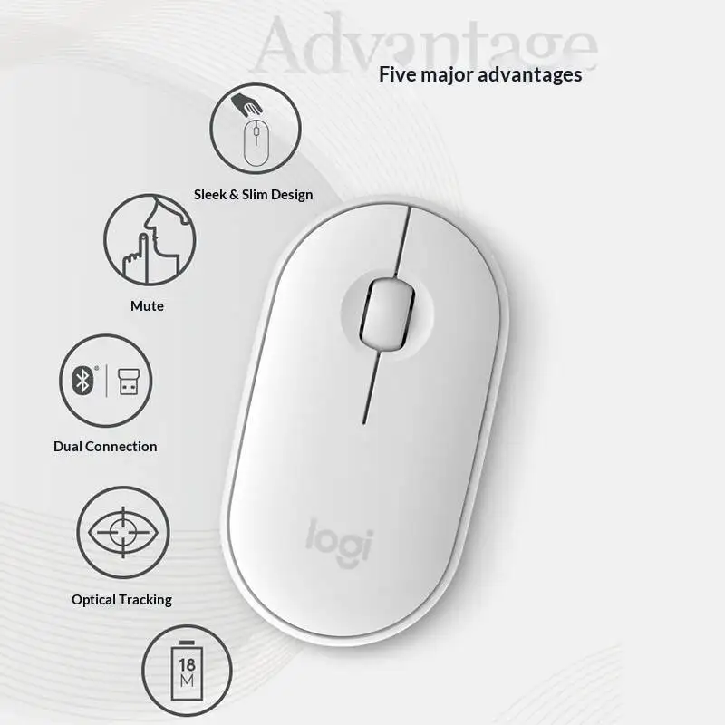 Light Weight Portable Silent Mouse Logitech M350 PEBBLE Wireless Dual Connection For Laptop PC Tablet Office Study Scenarios