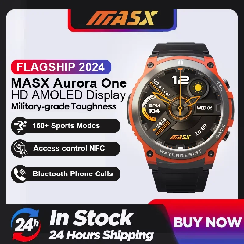 MASX Aurora one smart watch 1.43\'\' AMOLED Display 400mAH bluetooth call Military-grade Toughness 5ATM Waterproof Sport watch