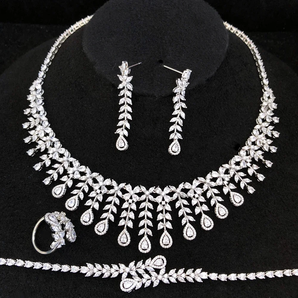 

Kellybola New Fashion Luxury 4PCS Necklace Jewelry Sets For Women Wedding Party Zircon Wedding Bridal High Quality Accessories