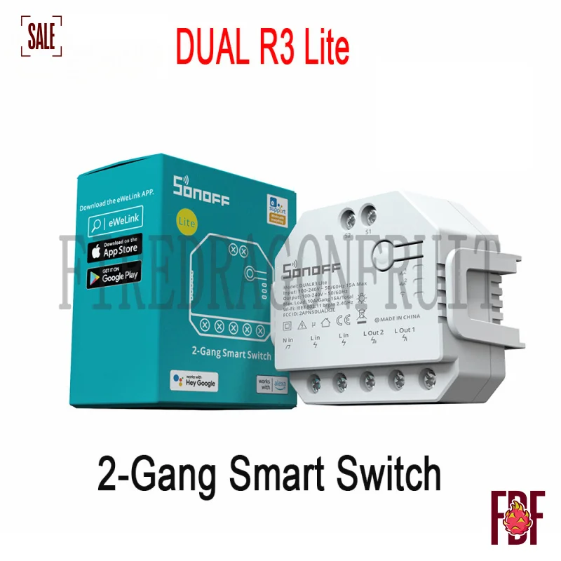 

DUALR3 Lite 2 Gang Dual Phone Alexa Voice Command Timer Function Wireless