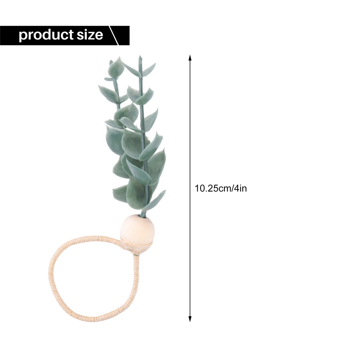 6 Stuks Eucalyptus Servet Ringen Handgemaakte Houten Kralen Home Decor Faux Groen Servet Houders Voor Bruiloften, Feest, Etc