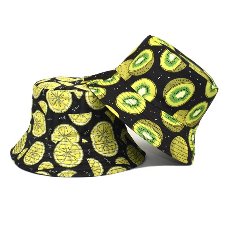 Summer Vegetables Fruits Print Bucket Hats For Girls Fashion Hip Hop Sun Visor Hat Men Women Fisherman's Cap Boy Panama Gorros