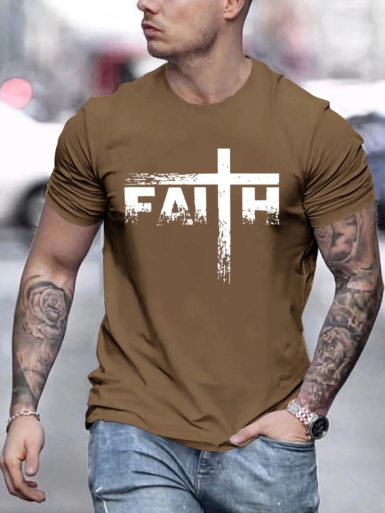 

Футболка мужская летняя эластичная с коротким рукавом и круглым вырезом