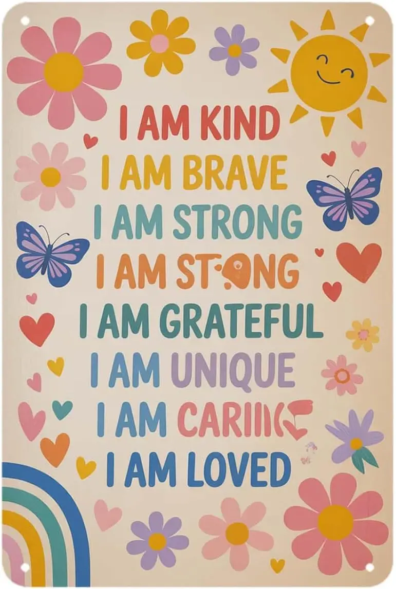 Inspirational Affirmation Quote Tin Sign Positive Mindset Wall Art Vintage Metal Signs Wall Decor for Kitchen Bar Cafe Bedroom H