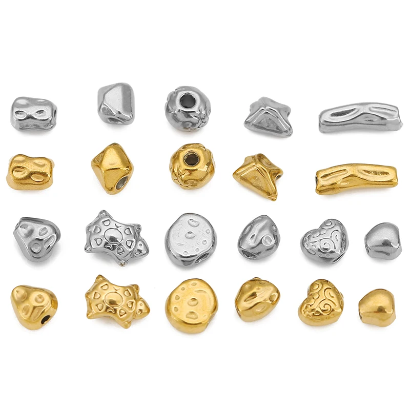 20pcs Stainless Steel Turtle Irregular Retro Baroque Spacer Beads for DIY Bracelet Necklace Jewelry Making Loose Bead Finding