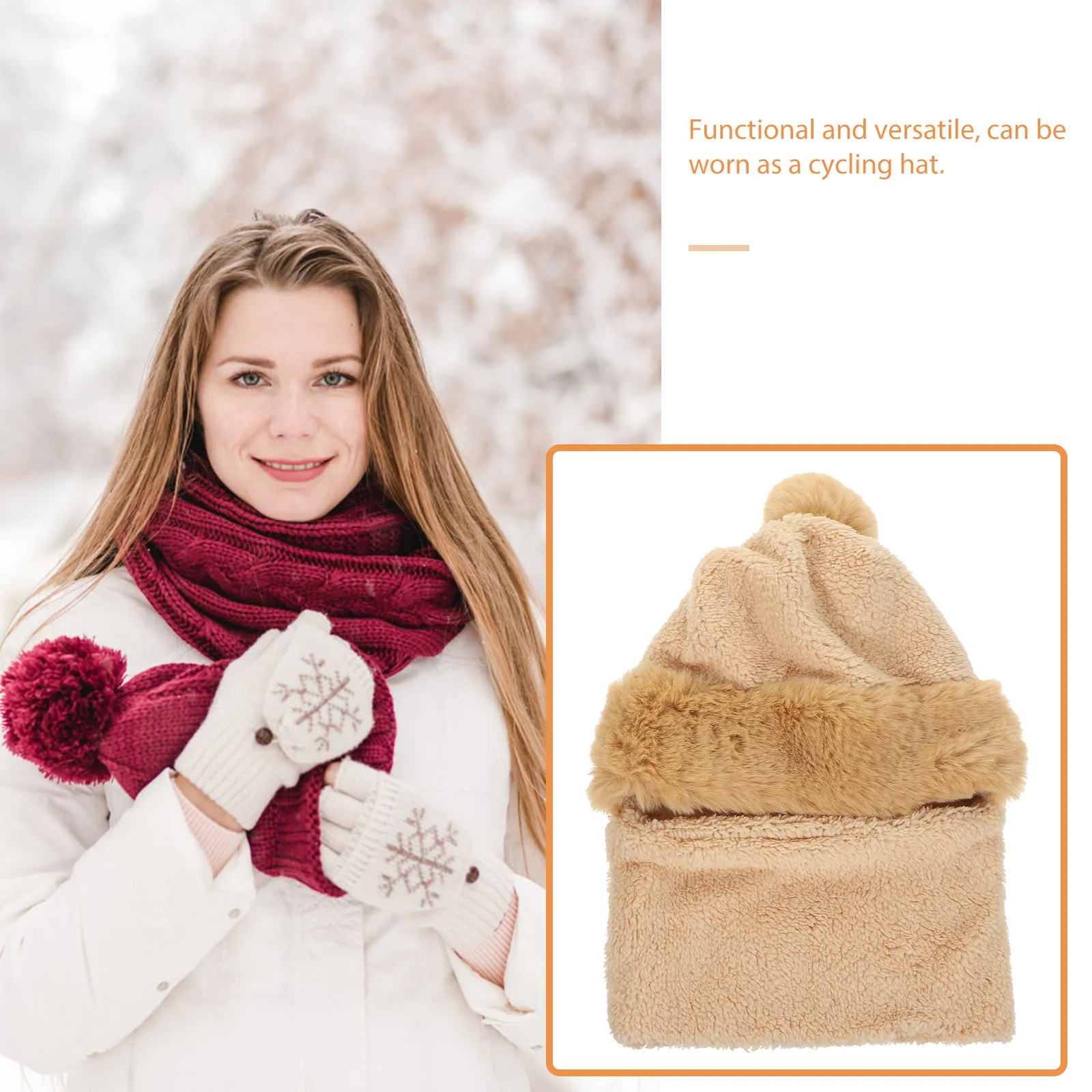 Winter Warm Hat Women Acrylic Scarf Mask Combined Protective Thermal Hat Outdoor Sports Essential Hats for Women Fashionable