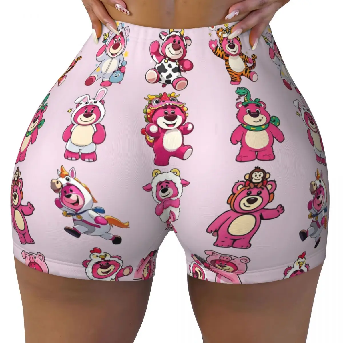 

Custom Strawberry Bear Lotso Huggin Workout Volleyball Biker Shorts Women Gym Yoga Shorts