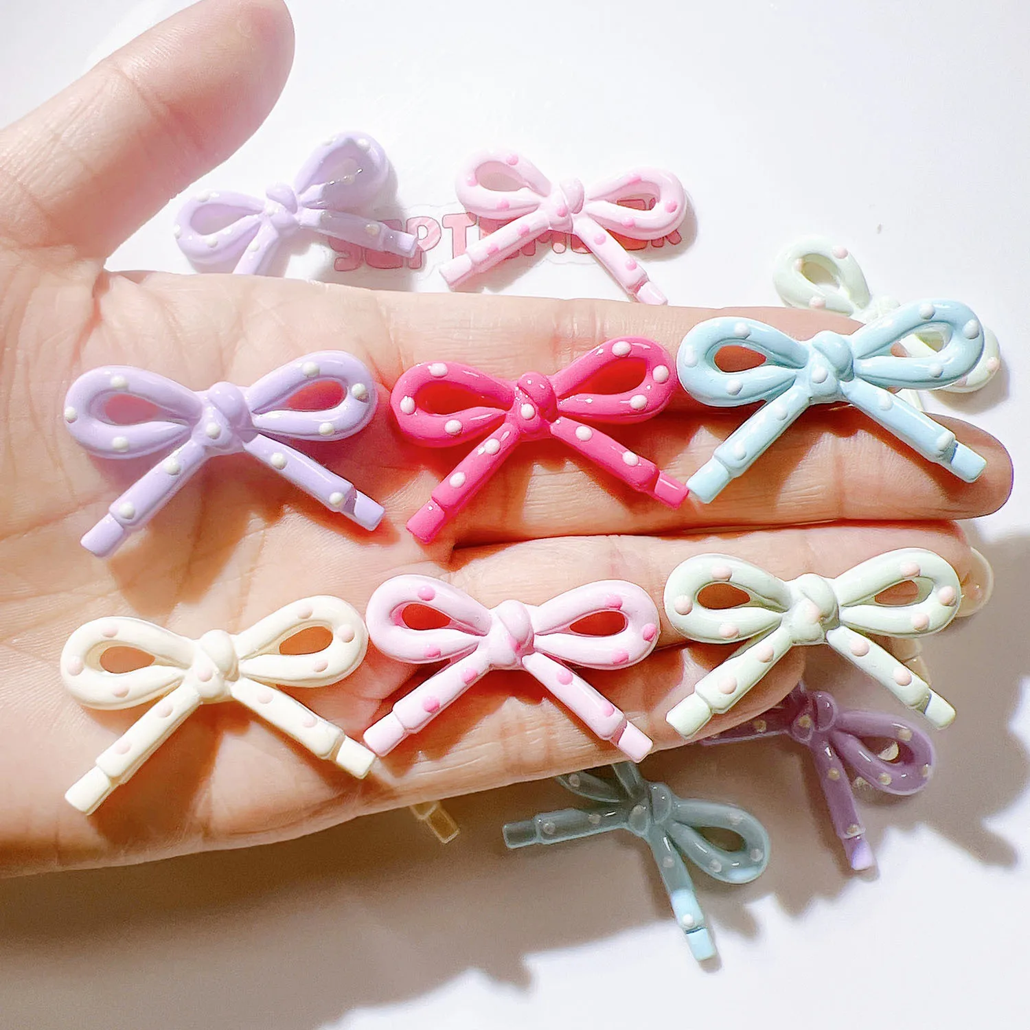 

20Pcs Cute Color Dot Bow Planar Resin Patch Accessories DIY Earring Hair Clip Making Supplies Jewelry Crafts Decor Materials
