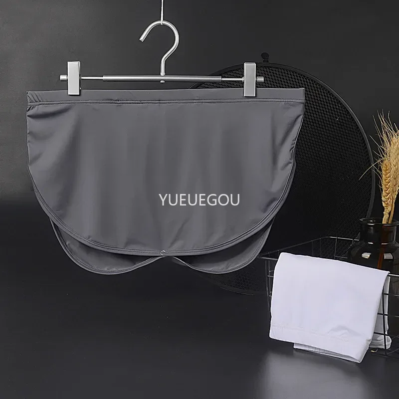 

Ice Silk Mens Boxer Shorts Leisure Loose Cozy Arrow Pants Underwear Solid Color Button Open Sexy Panties Homewear Underpants