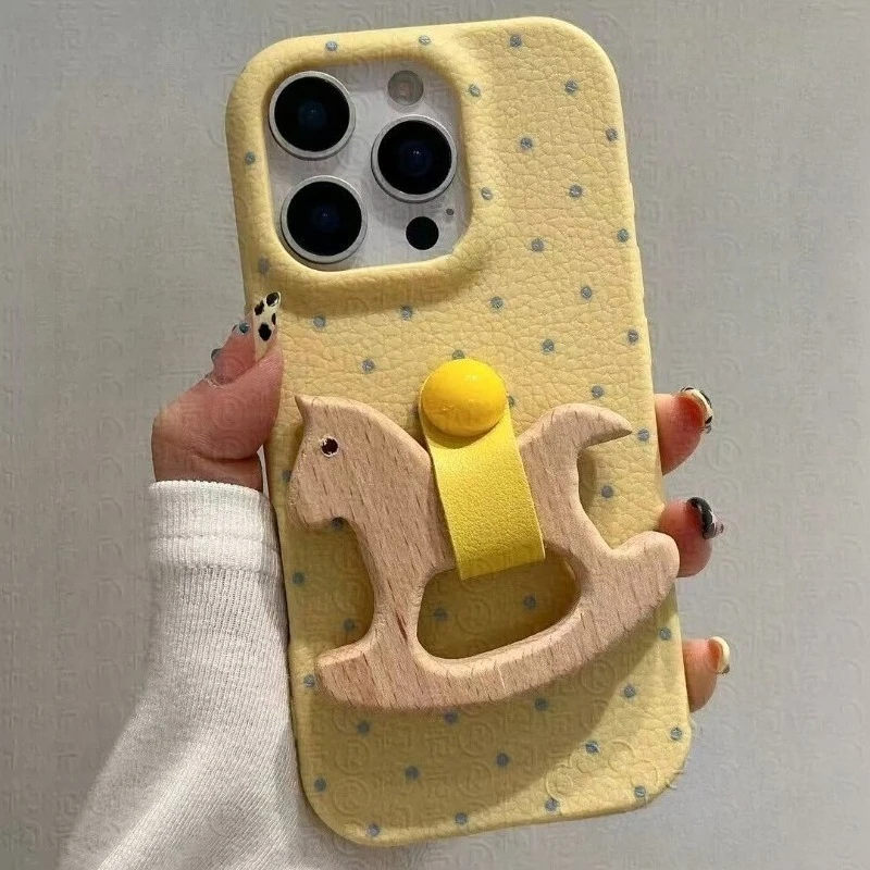 

3D Wooden Horse Ring Holder Case For Vivo Y29 Y28 Y28S Y27 Y18 Y18S Y18i Y18E Y17S Y16 Y03T Y53S Y11S Y50T Y19 Y15 Y13 Cover