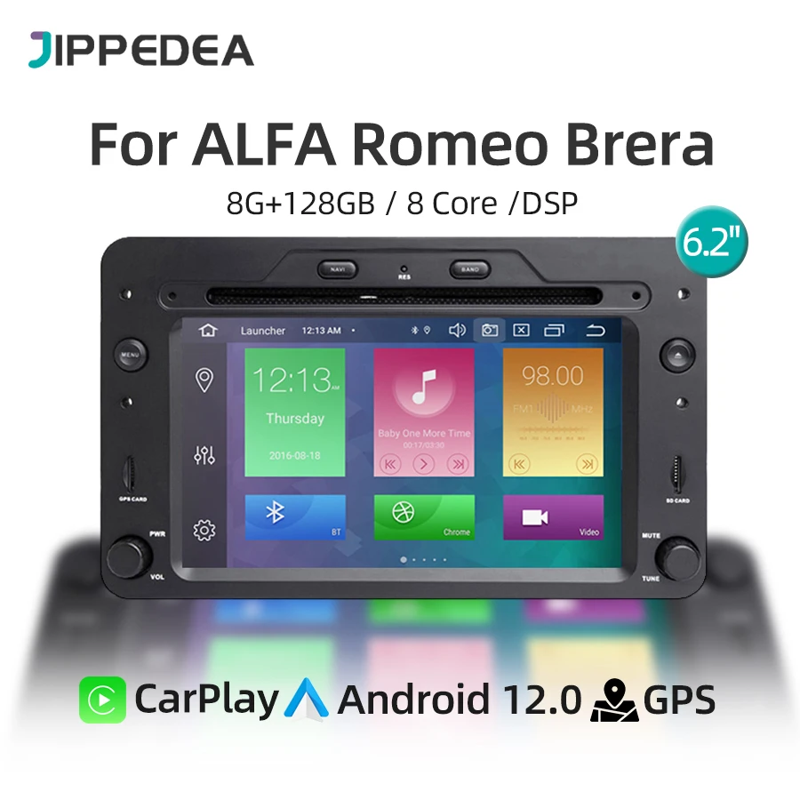 1 Din Car DVD Multimedia Player For ALFA Romeo Brera 159 Sportwagon Android 12 GPS Navigation Stereo Auto Radio 4G WiFi CarPlay