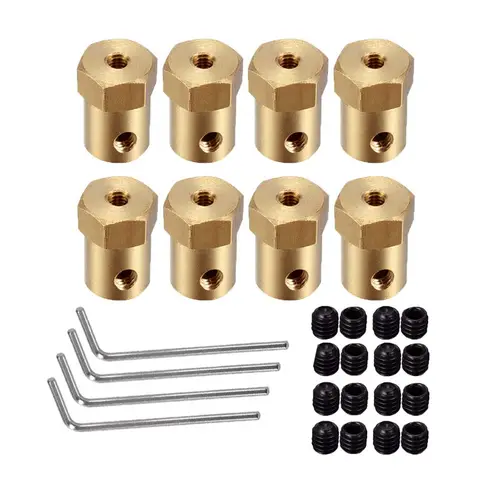 모델 자동차 액세서리 황동 육각 커플링 자동차 타이어 커넥터 액슬 3mm 4mm 5mm 6mm 7mm 8mm 어댑터 장난감 부품