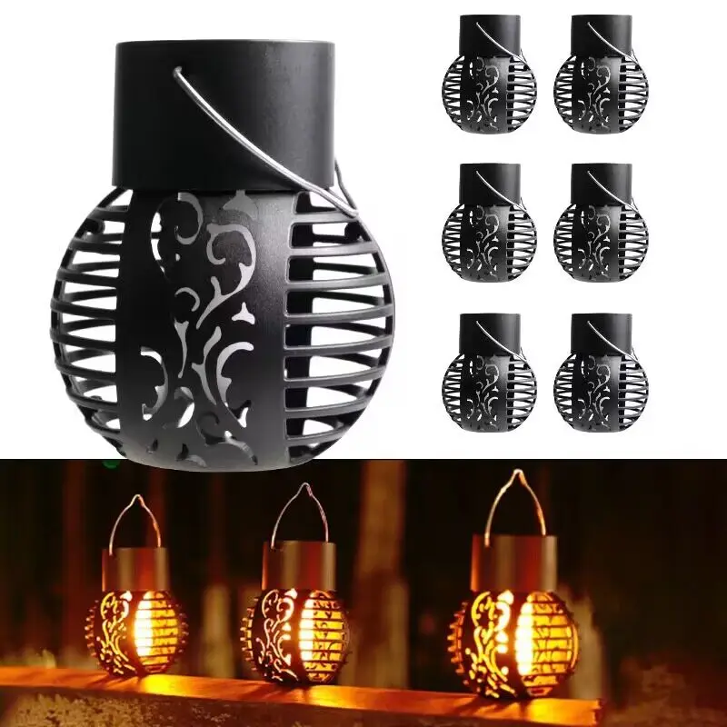 

8Pcs Gardens Solar Outdoors Lights LED Waterproof Flickering Flame Effect Ball Power Lamps Hangings Lantern Yard Decor Lightings