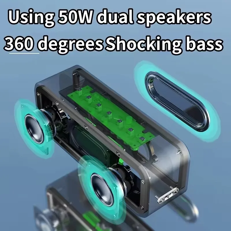 Wake Wireless Bluetooth Speaker Outdoor Portable Waterproof TWS 100W High Power Insert card stereo bass gun Audio System