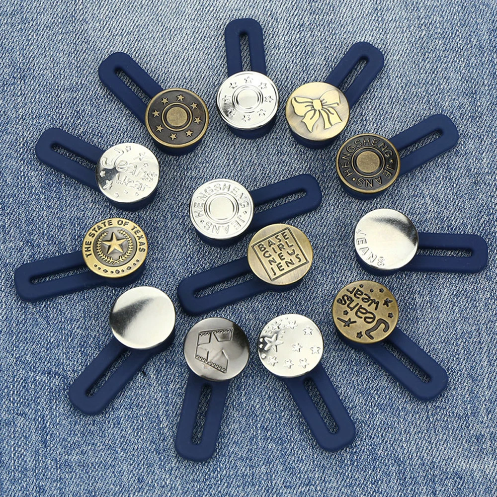 New Metal Letter Star Bow Elastic Retractable Buckle Buttons Waist Fastener Jeans Extended Button Waistline Increase
