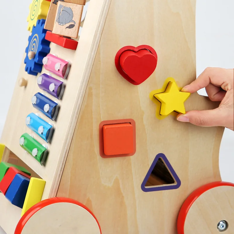 Giocattolo per bambini Multi-funzione Walker Puzzle Montessori Educazione Occupato Bordo Giocattolo Auto Parenting in legno Giocattoli matematici per bambini Giocattoli interattivi