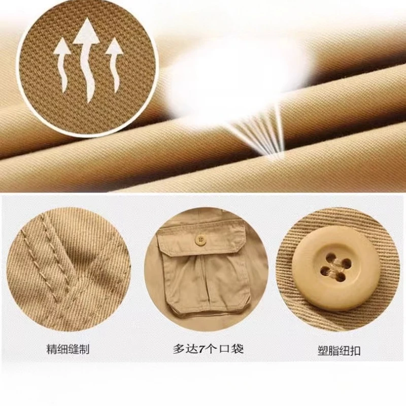 شورت عسكري للرجال من القطن 100%، سروال عمل تكتيكي للرجال، ملابس غير رسمية للمشي لمسافات طويلة في الهواء الطلق برمودا للرجال