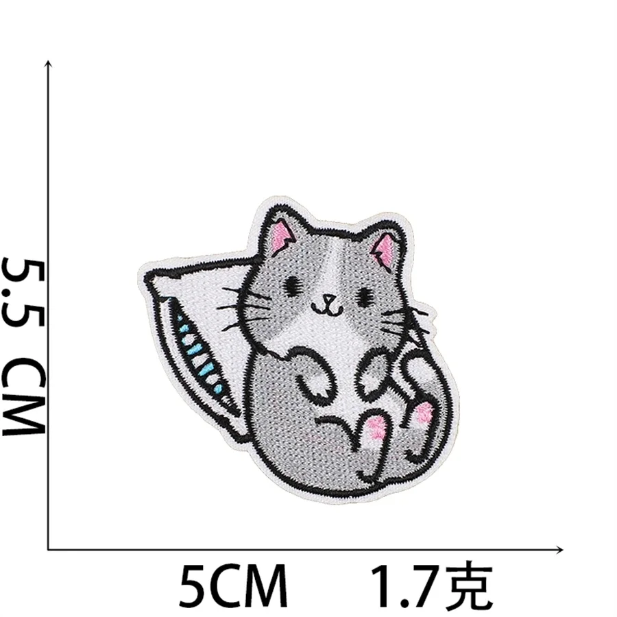 Patch for Clothing Sewing Stickers Iron On Patches Love Cat Embroidery Fusible Applique Badge Backpack Decoration Stripe