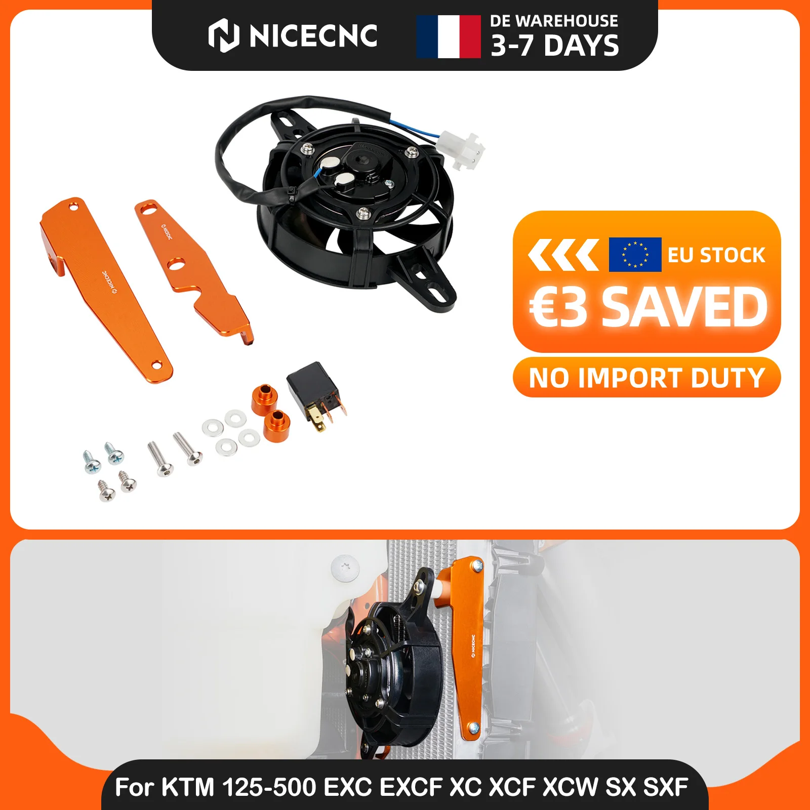 Image of (EU-Lager) Für KTM EXC 300 2017-2023 Elektrischer Kühlerlüfter-Set für KTM EXCF 350 XCF XCW TPi Husqvarna TE300 GasGas EC300