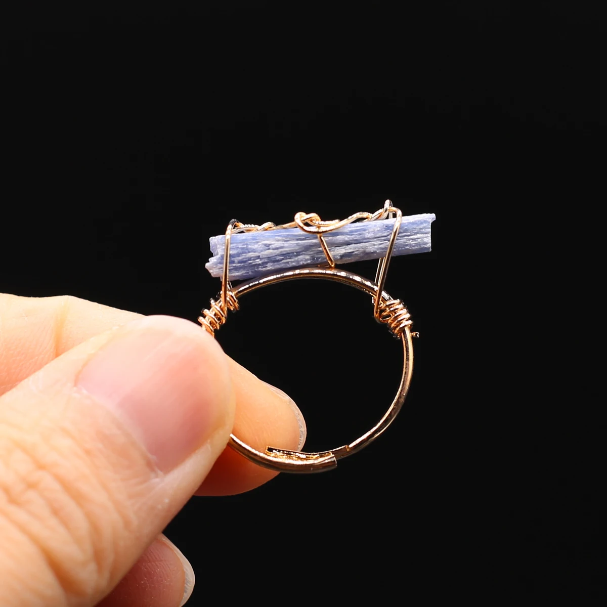 Irregular Natural Crystal Wire Wrap Rings for Women Amethyst Aquamarine Healing Natural Stone Finger Ring Adjustable Jewelry