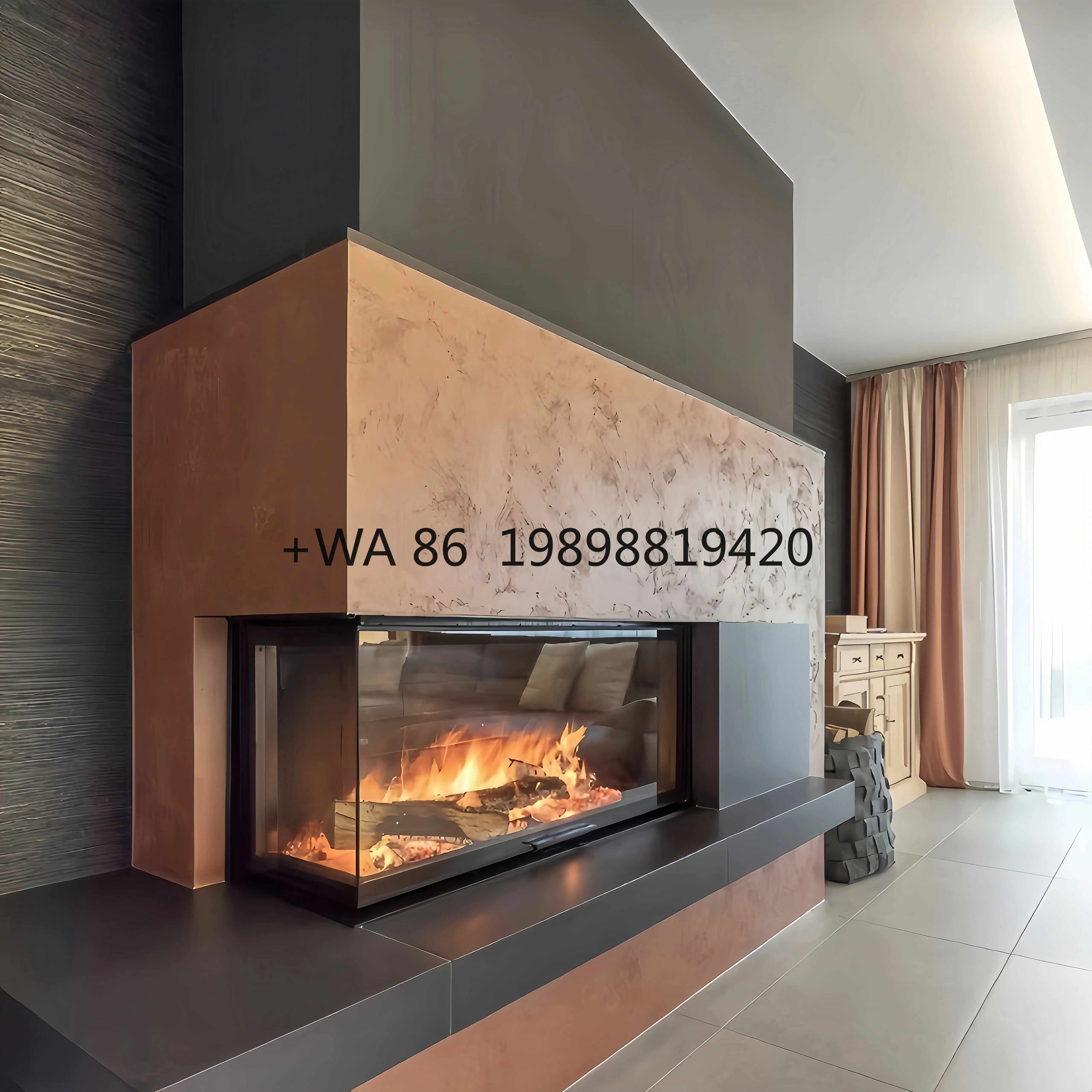 Freestanding Wood Burning Fireplace With Large Firebox Efficient Heating Realistic Log Flame For Indoor Home Living Room Bedroom