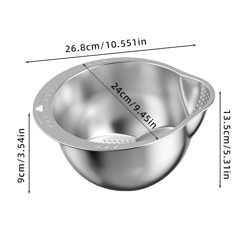 Stainless Steel Vegetable Washing Basin with Draining Basket, Multifunctional Rice Washing Tool, Draining Basin, Fruit Tray, Special for Home Kitchen Use - Image 6