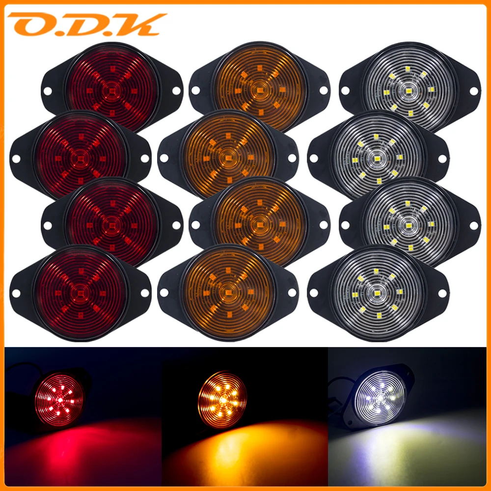 4x/6x/8x/10x 12V 24V LED Side Marker Lights Warning Taillight Auto Car External Lights For Trailer Truck Lorry Yellow White Red