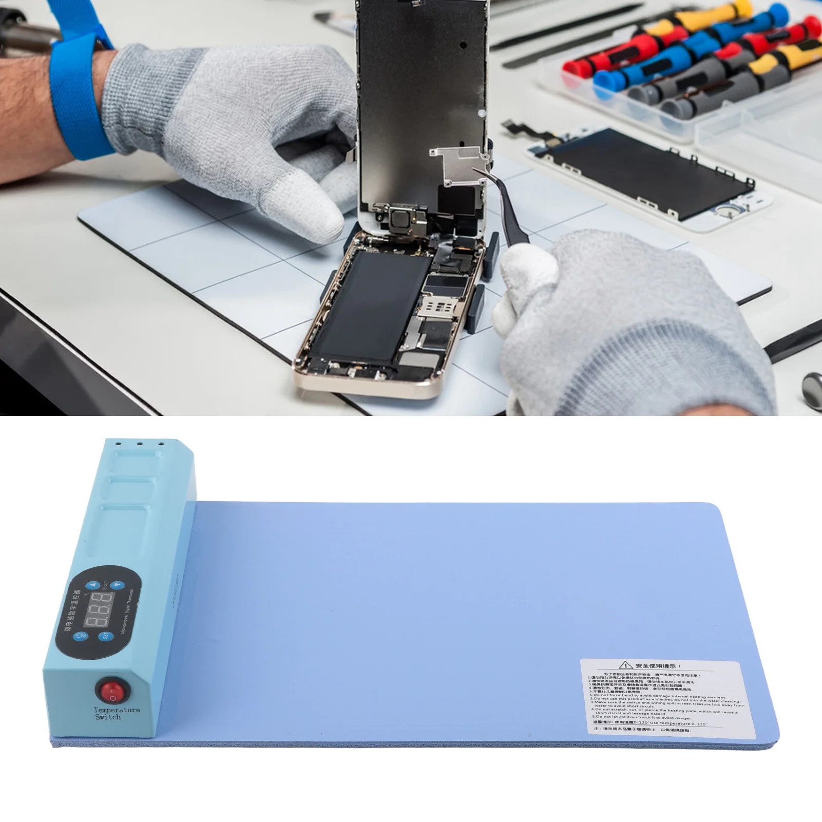 

S-918E LCD Screen Separator Splitter Heating Stage Pad for iPhone Repair Tool Blue Screen Separator Accessory