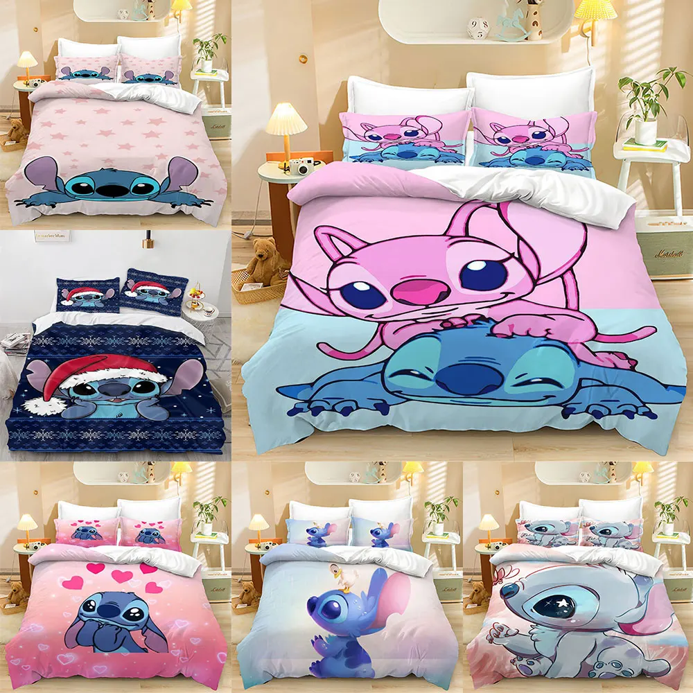 

Stitch Print Bedding Sets Comforter Quilt Bed Cover Duvet Cover Pillow Case 2-3 Pieces Sets Kids Adult Size Bedroom Decoration