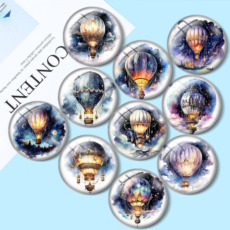 

Hot Air Balloon 12/18/20/25mm glass cabochon bracelet pendant rings for jewelry demo earrings back Making findings
